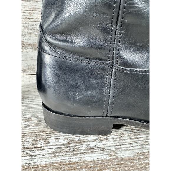 Womens' FRYE Melissa Black Leather Button Inside Zip Tall Riding Boots Sz 9B - Picture 12 of 13